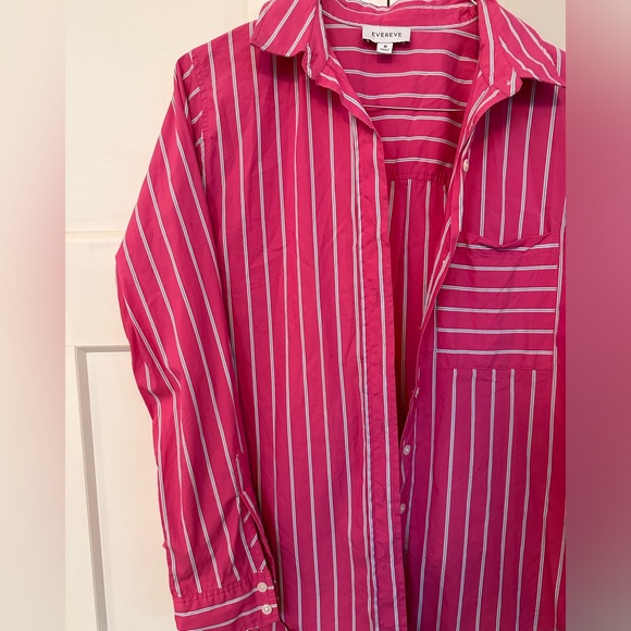 Evereve pink and blue striped button down shirt - size Medium - Picture 4 of 4
